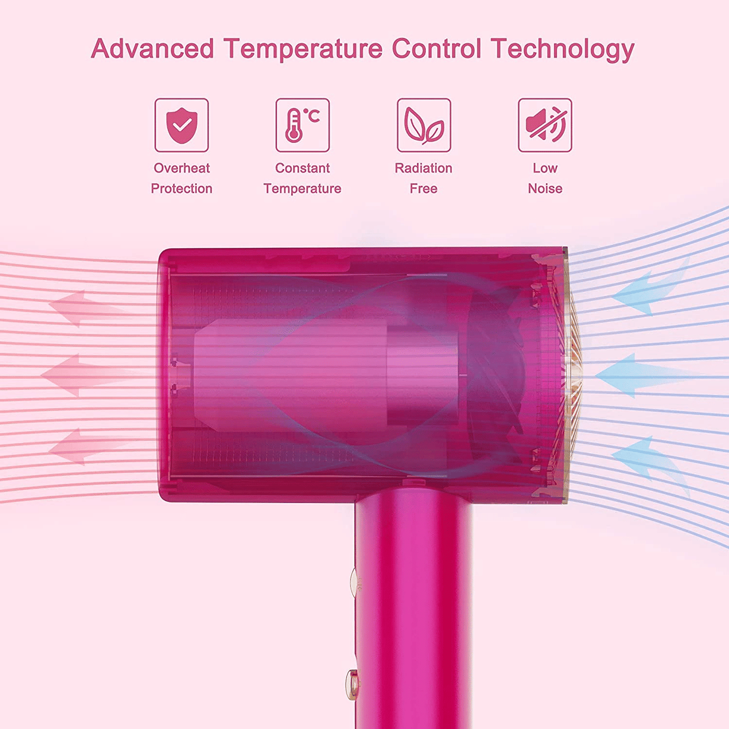 1800W Professional Hair Dryer with Moisturizing Ion Technology – Quiet, Fast Drying, and Frizz-Free
