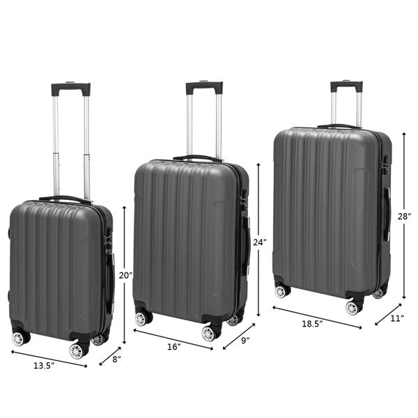 Multifunctional Large Capacity Traveling Storage Suitcase Luggage Set Dark Gray