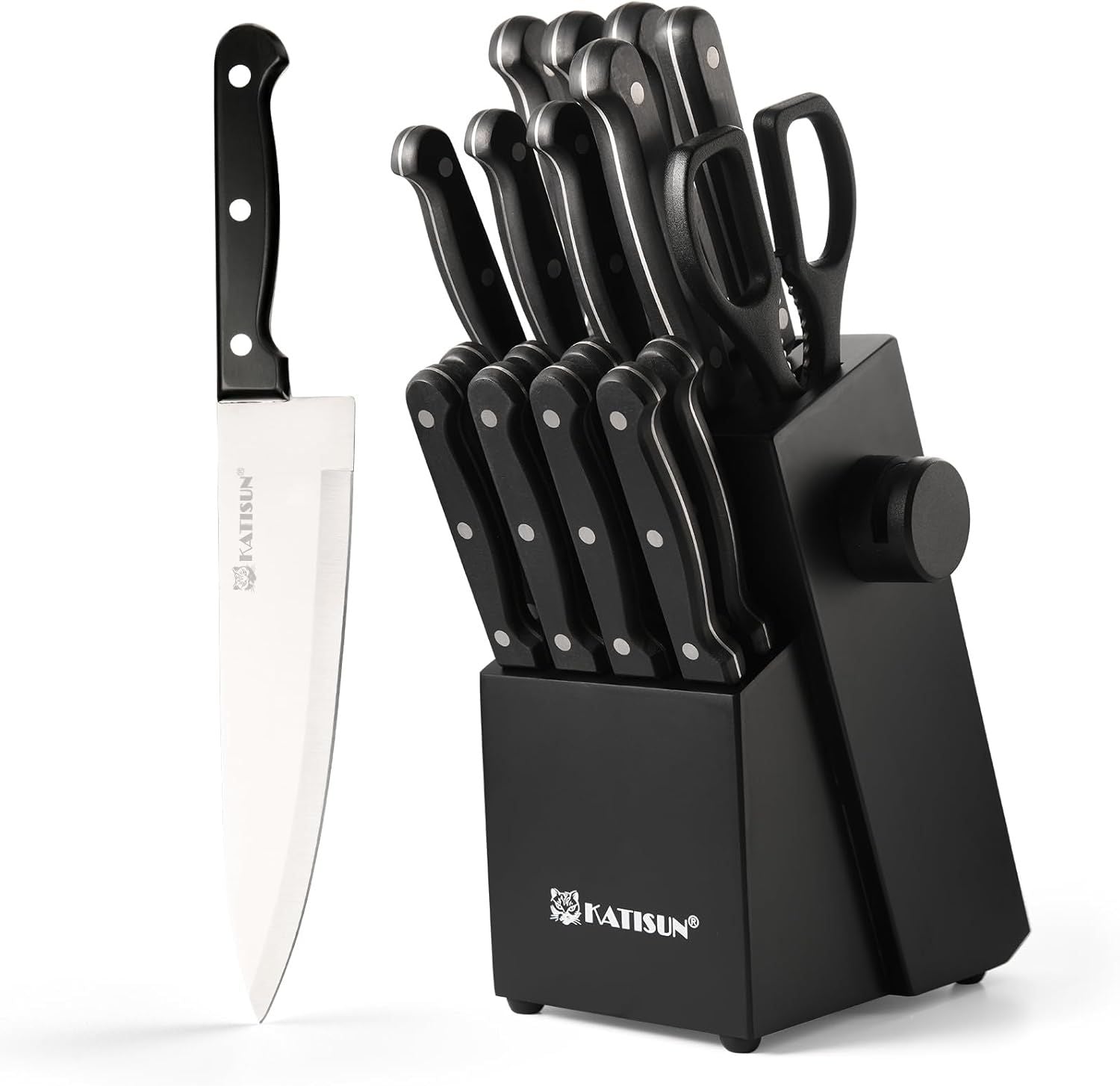 Professional Stainless Steel Kitchen Knife Set – 15 Pieces with Wooden Block