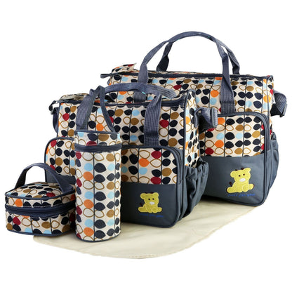 5PCS Baby Nappy Changing Bags Set – Water-Resistant & Stain-Resistant with Adjustable Straps