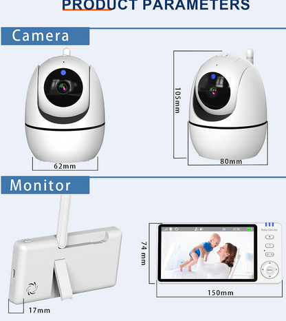 HD Baby Monitor with 5-Inch Screen, Night Vision And Two-Way Audio