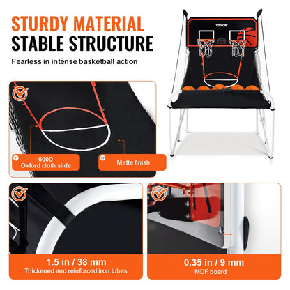VEVOR 7-Foot Basketball Arcade Game – Dual Hoop, Indoor Game with LED Scoring & 8 Game Modes
