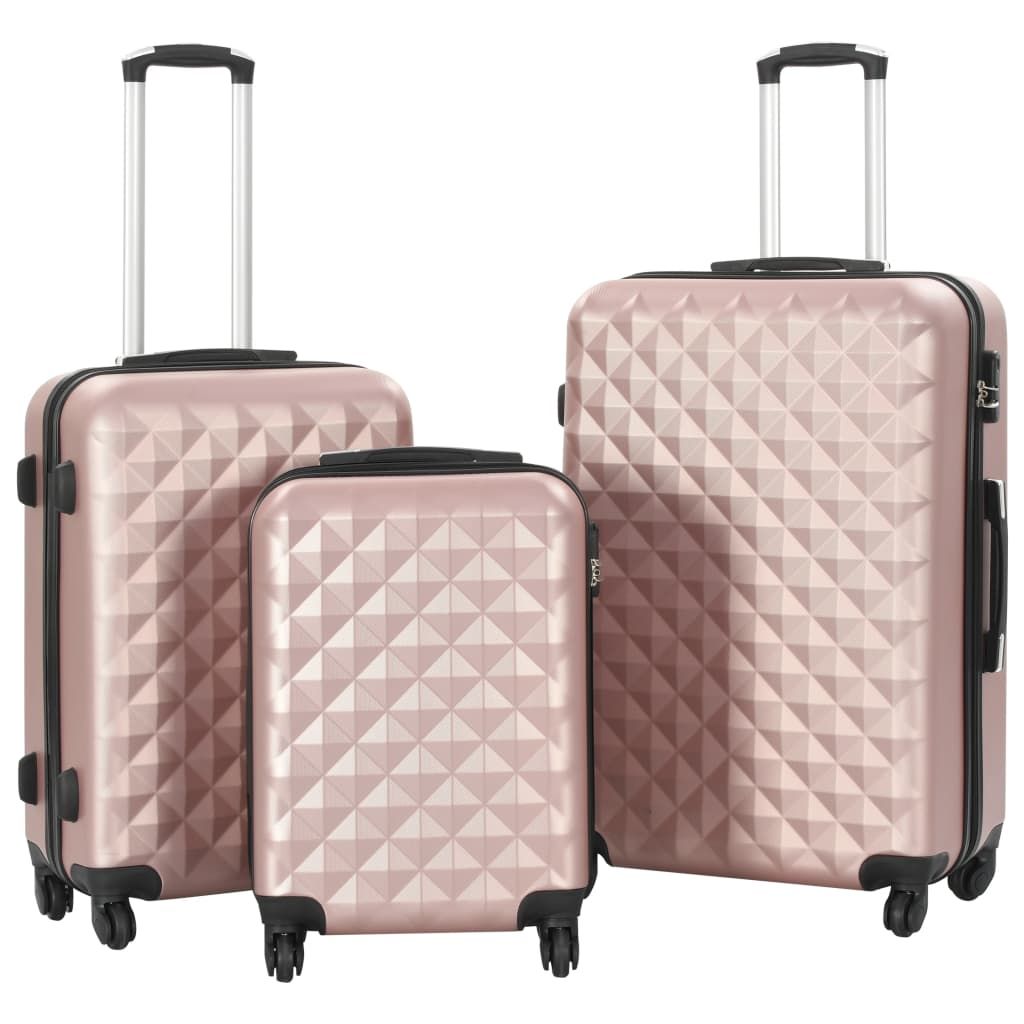 3-Piece Hardcase Trolley Rose Gold Luggage Set