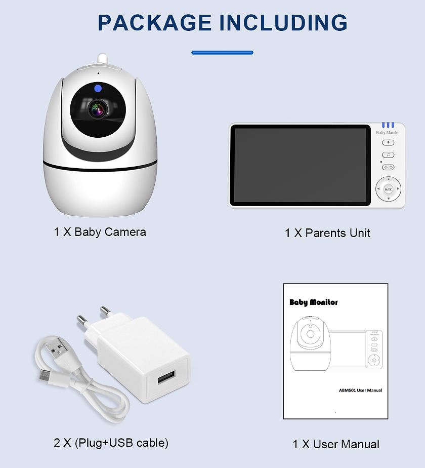 HD Baby Monitor with 5-Inch Screen, Night Vision And Two-Way Audio