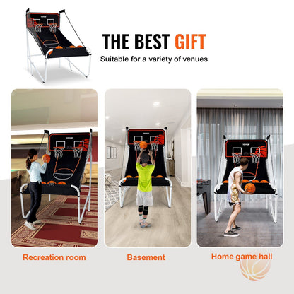 VEVOR 7-Foot Basketball Arcade Game – Dual Hoop, Indoor Game with LED Scoring & 8 Game Modes